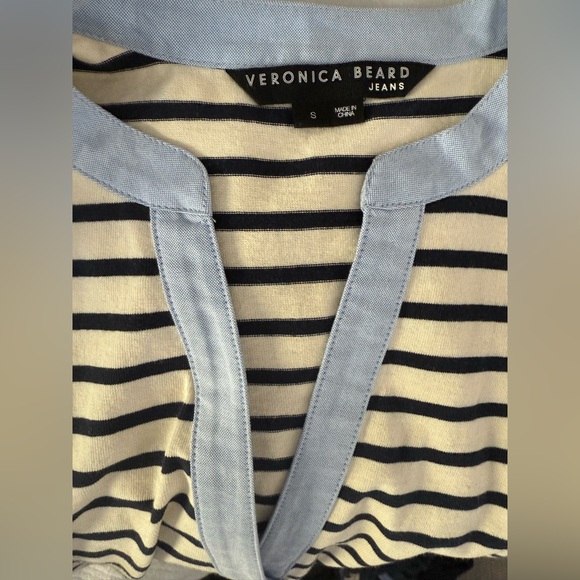 Veronica Beard Raegan Striped Puff Sleeve Top - Picture 2 of 6